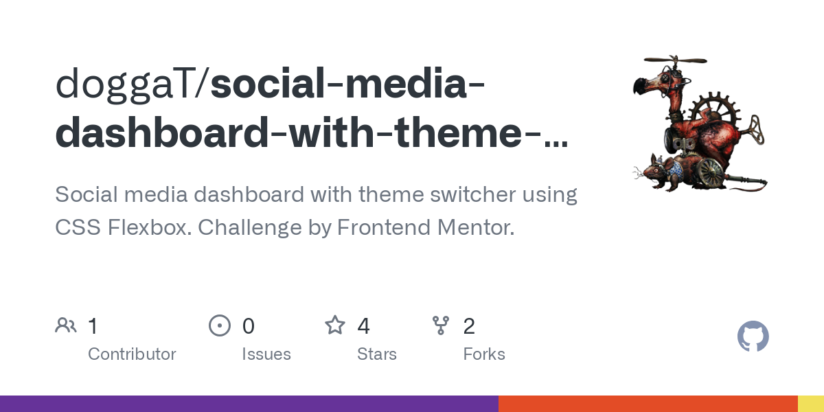 social media dashboard with theme switcher