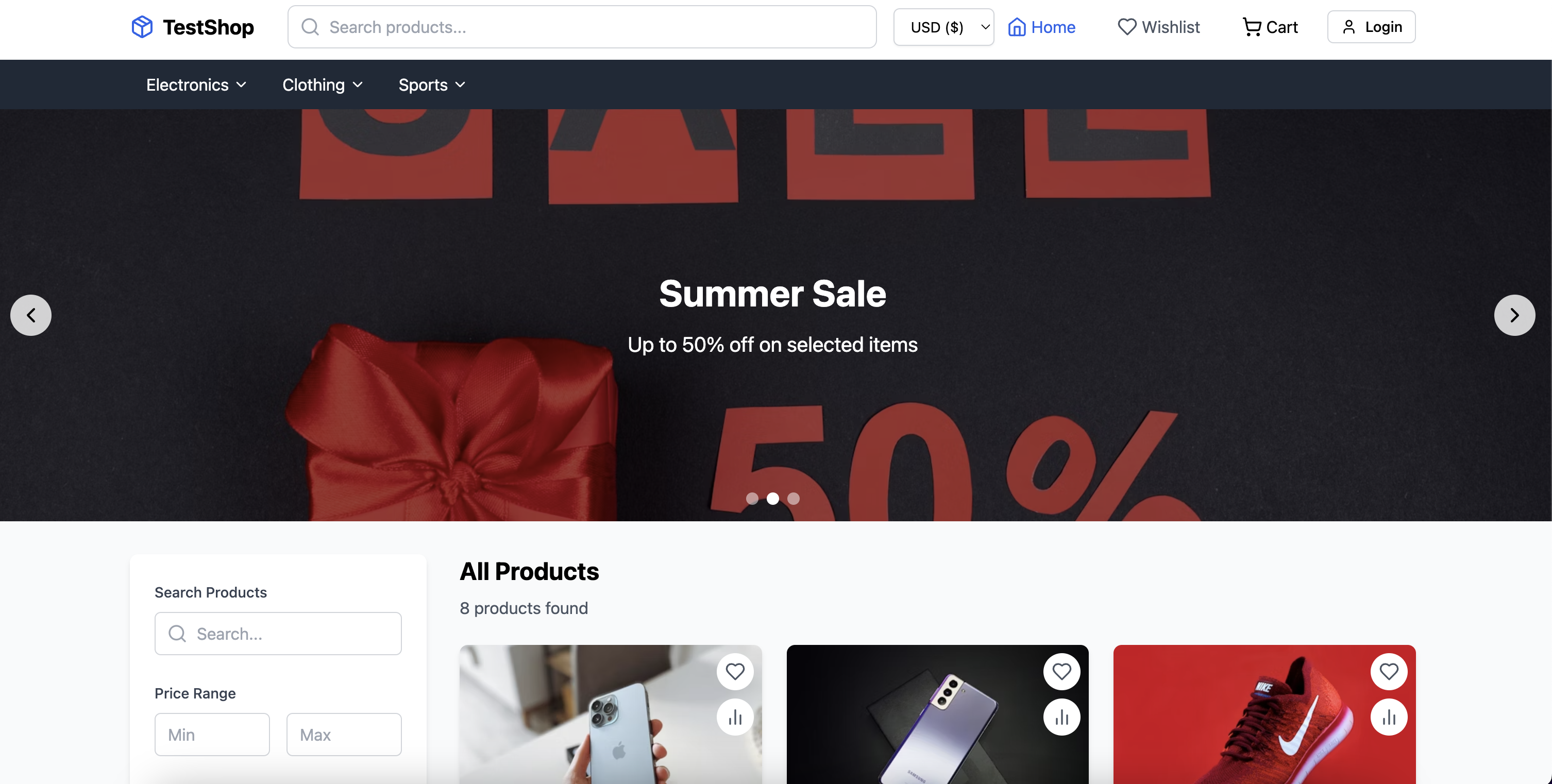 Testshop 스크린 샷