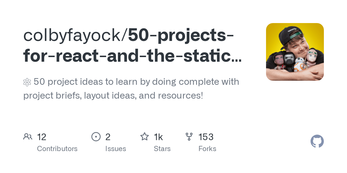 50 projects for react and the static web