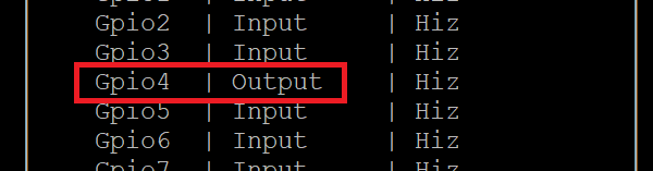 Установить PIN4 в качестве выходного