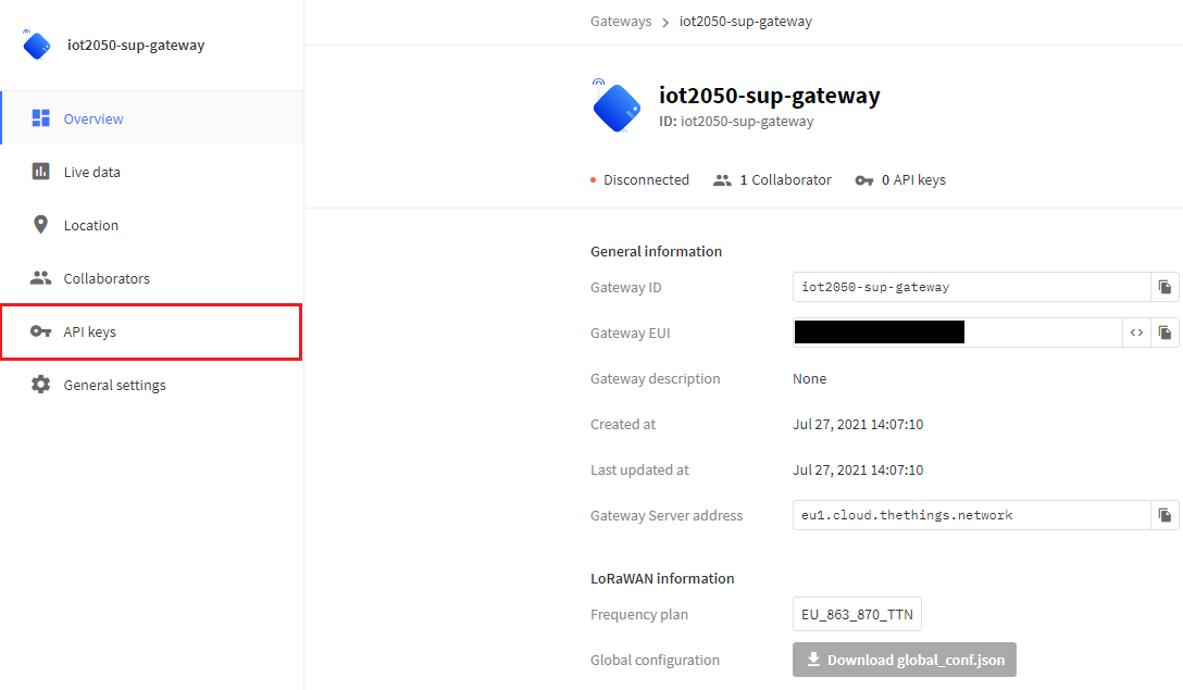 Генерировать ключ API Gateway