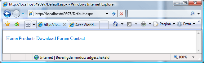 ASP.NET Menu control in action