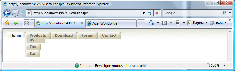 Sub menu items in action
