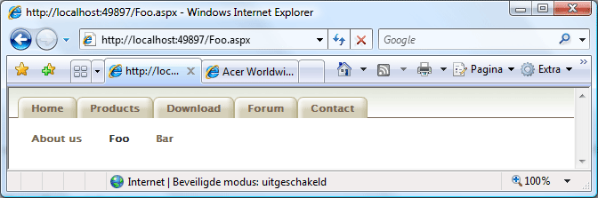 Which Top Level Menu is selected?