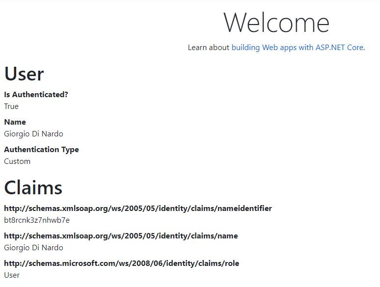 샘플 MVC 응용 프로그램의 스크린 샷
