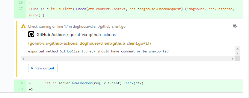 オプション1を使用したGitHub-PR-Checkサンプルアノテーション