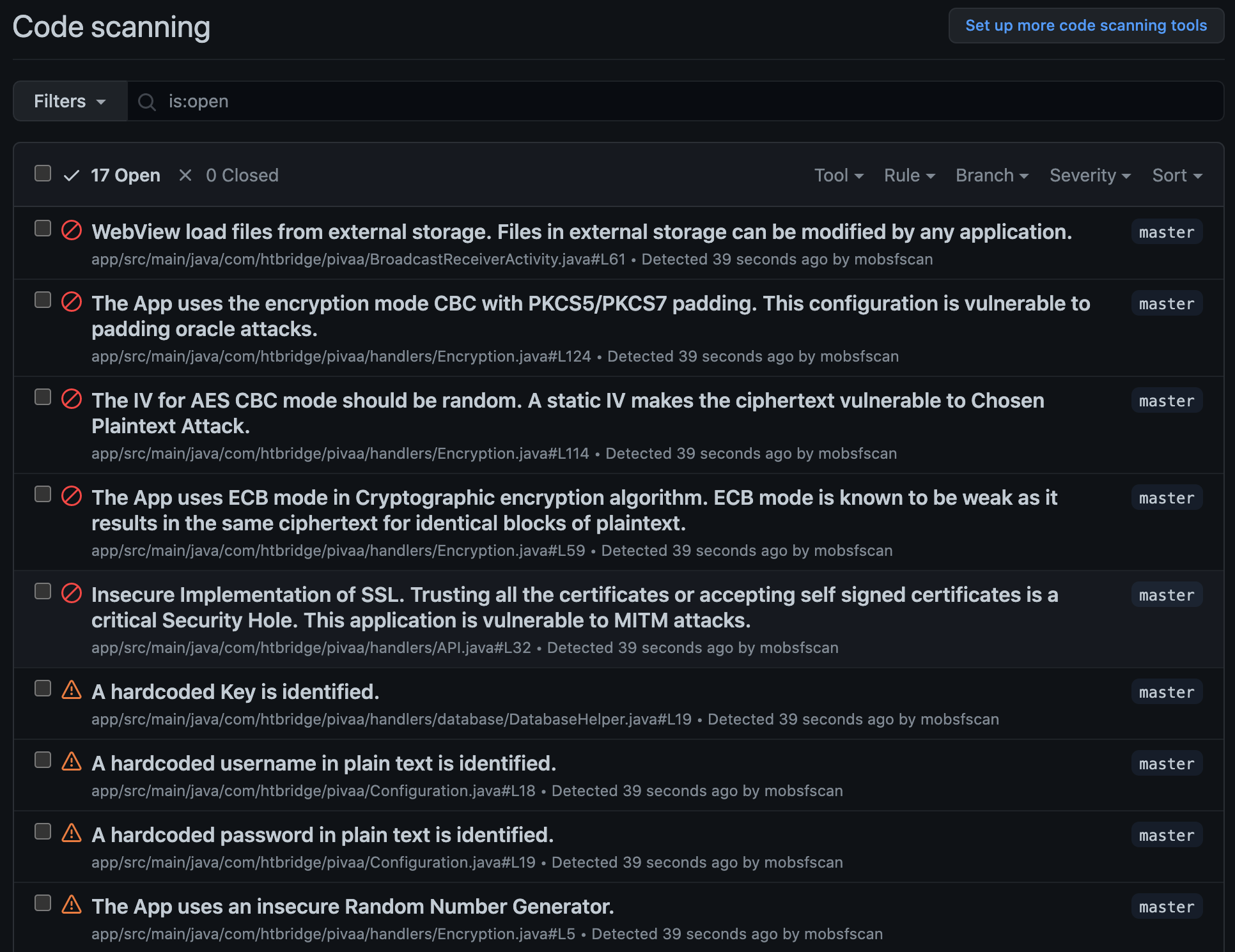mobsfscan github代码扫描