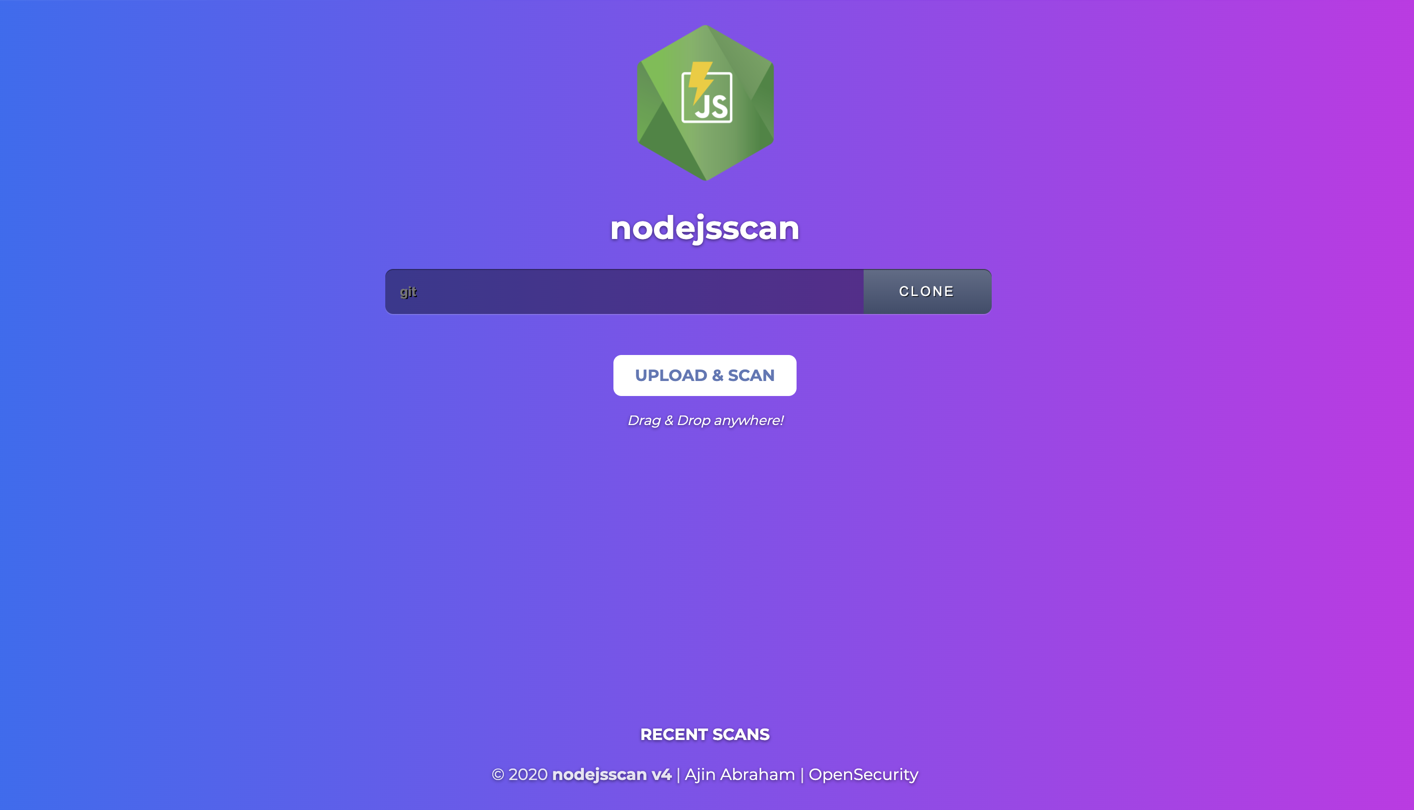 Nodejsscan Web UI