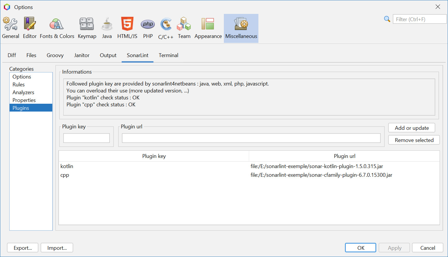 Optionssonarlintplugins