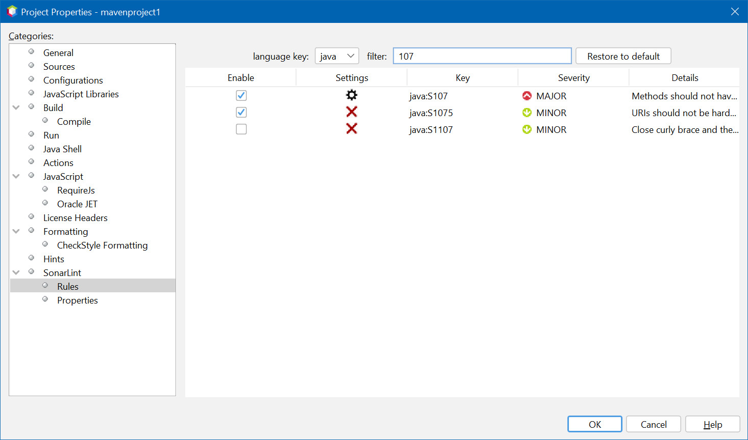 Sonarlintprojectires