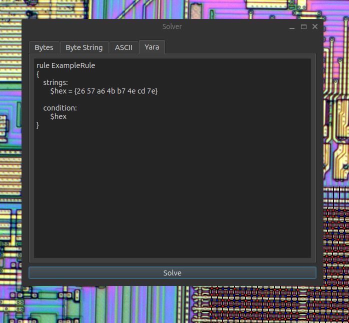 Yara求解器的屏幕截图。