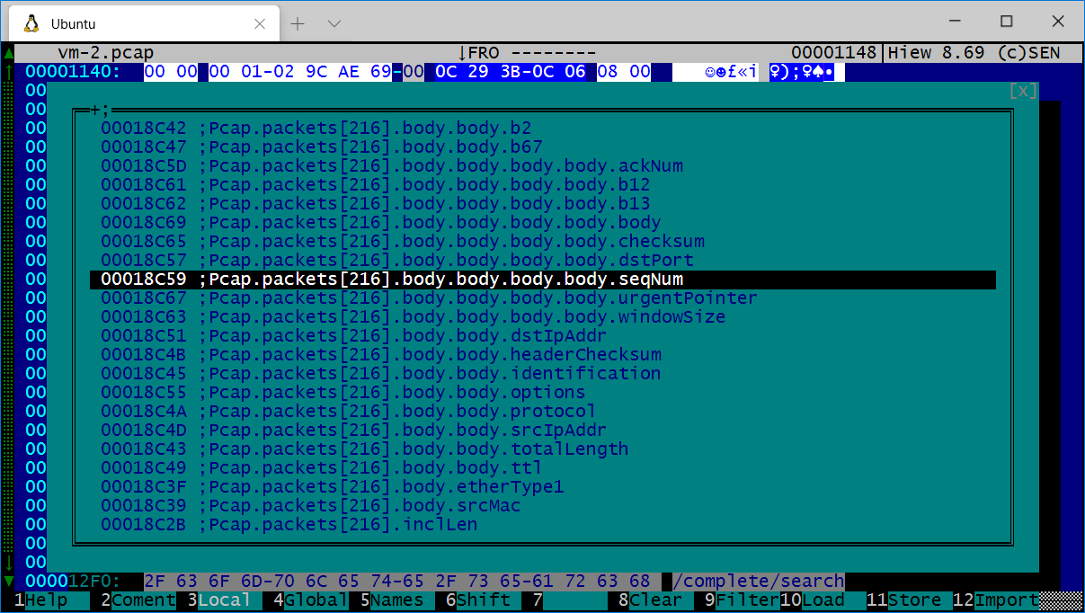 列出所有PCAP字段