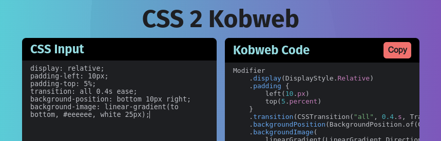 CSS 2 Kobweb示例