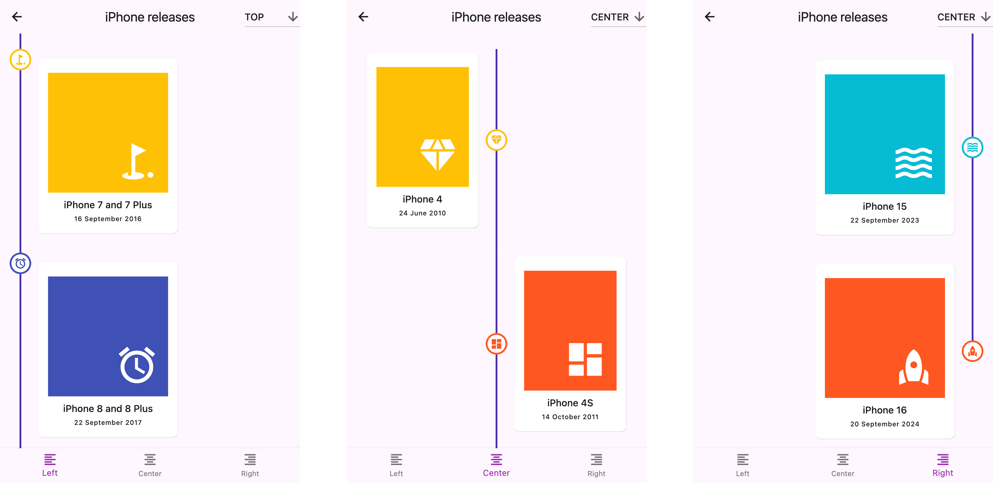 飄動的時間軸列表屏幕截圖