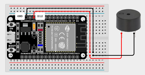 ESP32蜂鳴器麵包板圖