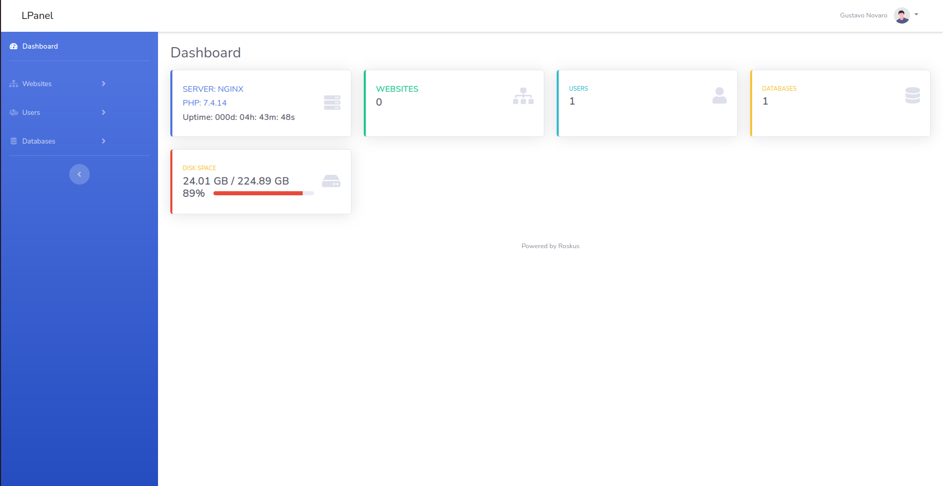 LPANEL仪表板屏幕截图
