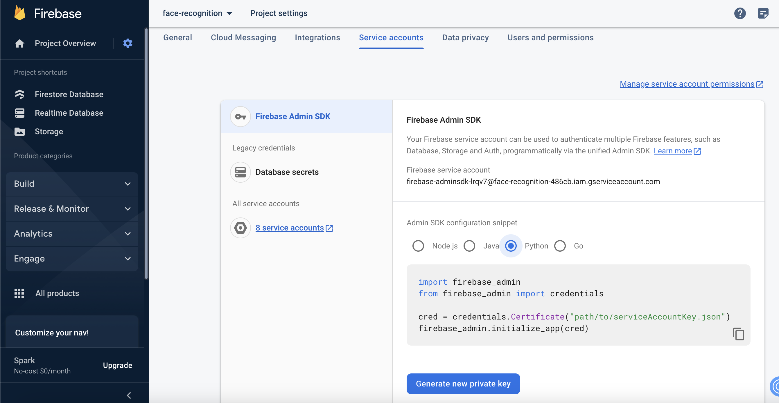 火箱服务帐户密钥