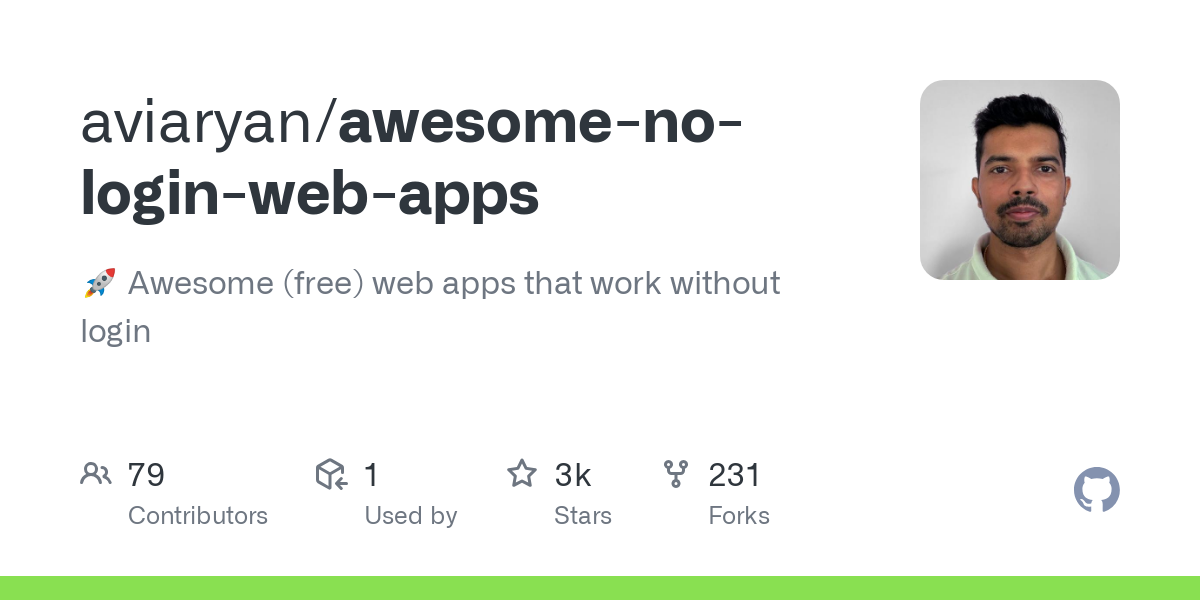 awesome no login web apps