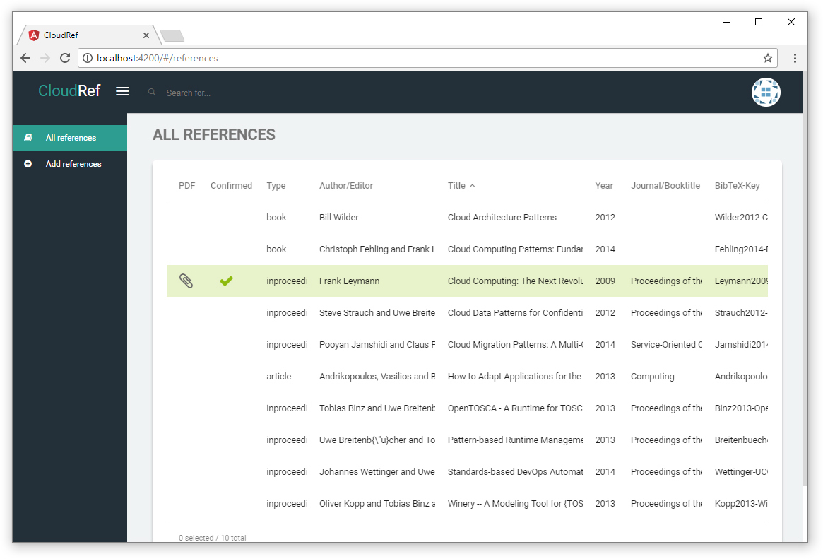 Captura de pantalla de CloudRef