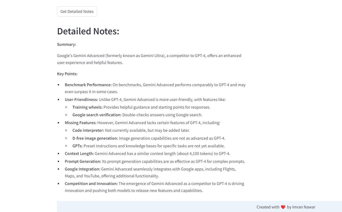Detaillierte Notizen