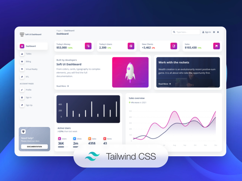 Soft UI Dashboard Tailwind - Open -Source -Tailwind -Thema.
