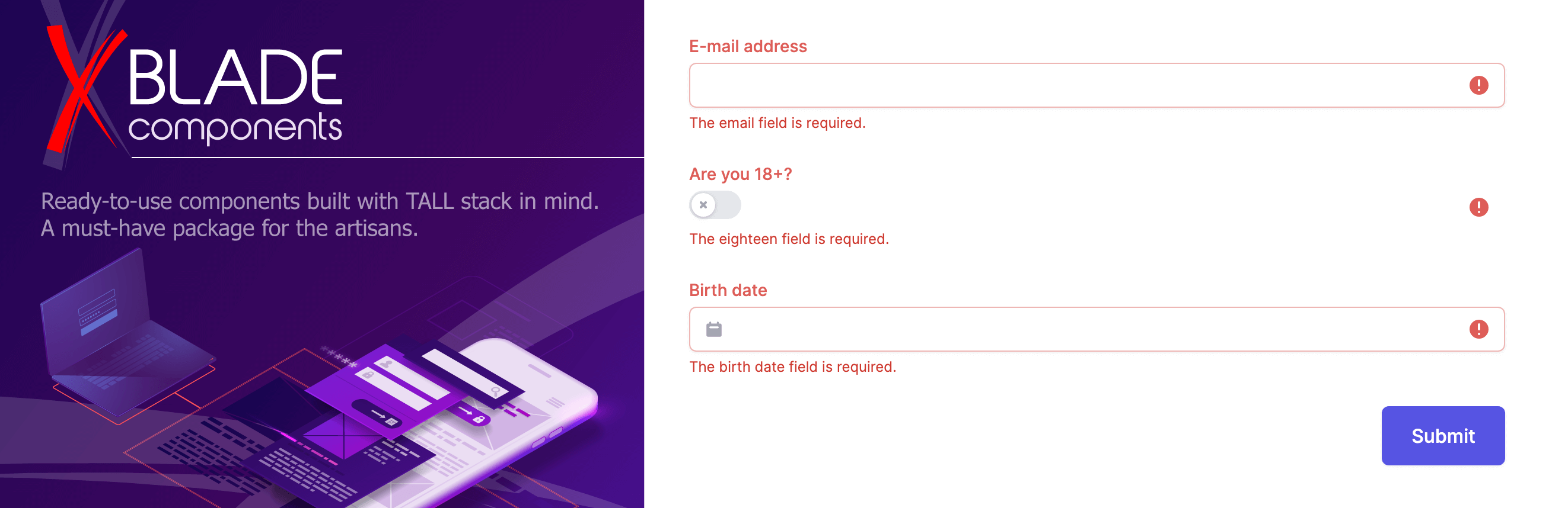 X-Blade-Komponenten Banner