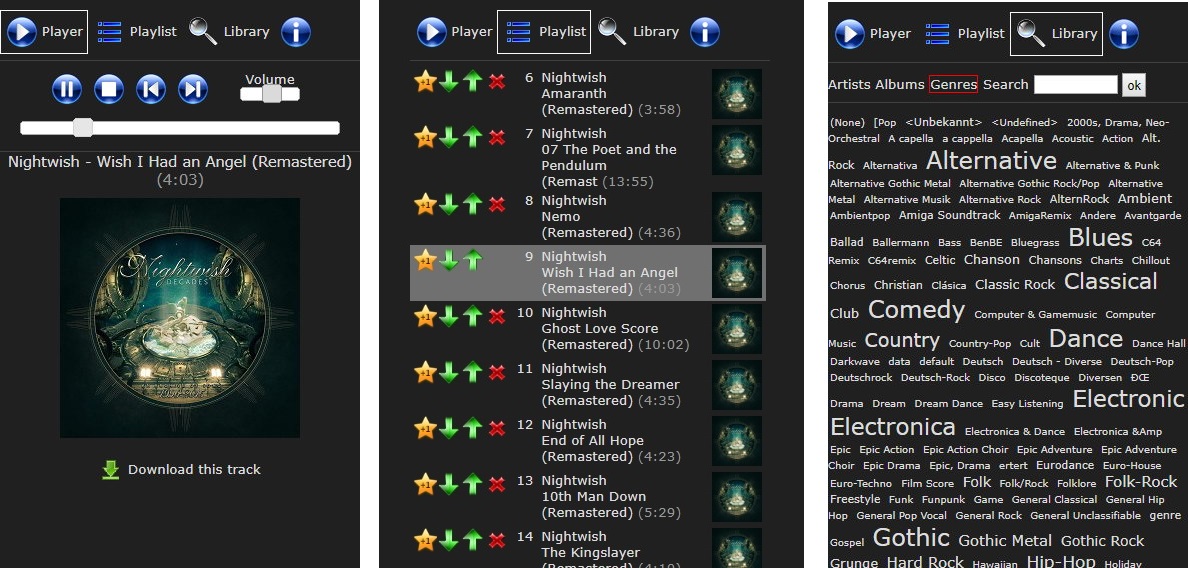 NEMP Webserver: reproductor