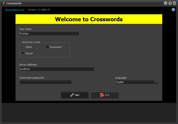 Pantalla de bienvenida