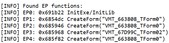 Output del buscador de funciones EP