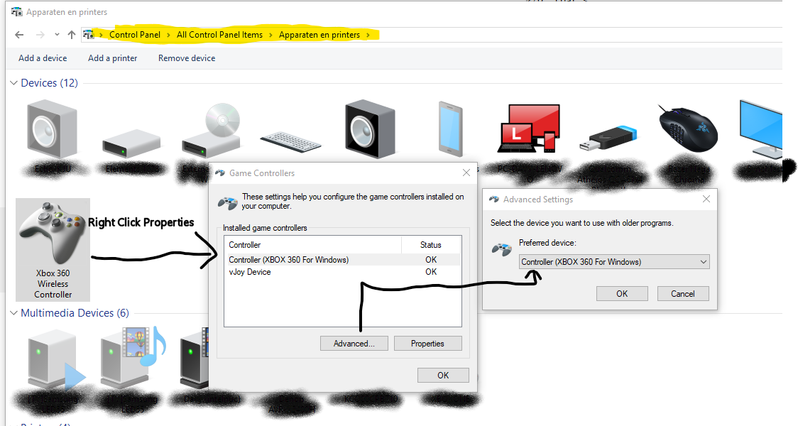Configuración del panel de control Joypad