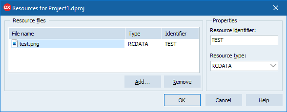 App -Ressourcendialog