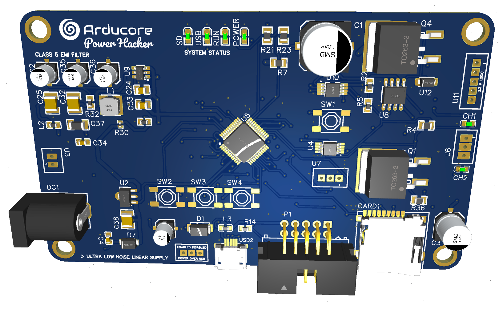 3D -Modell des PowerHacker -Boards