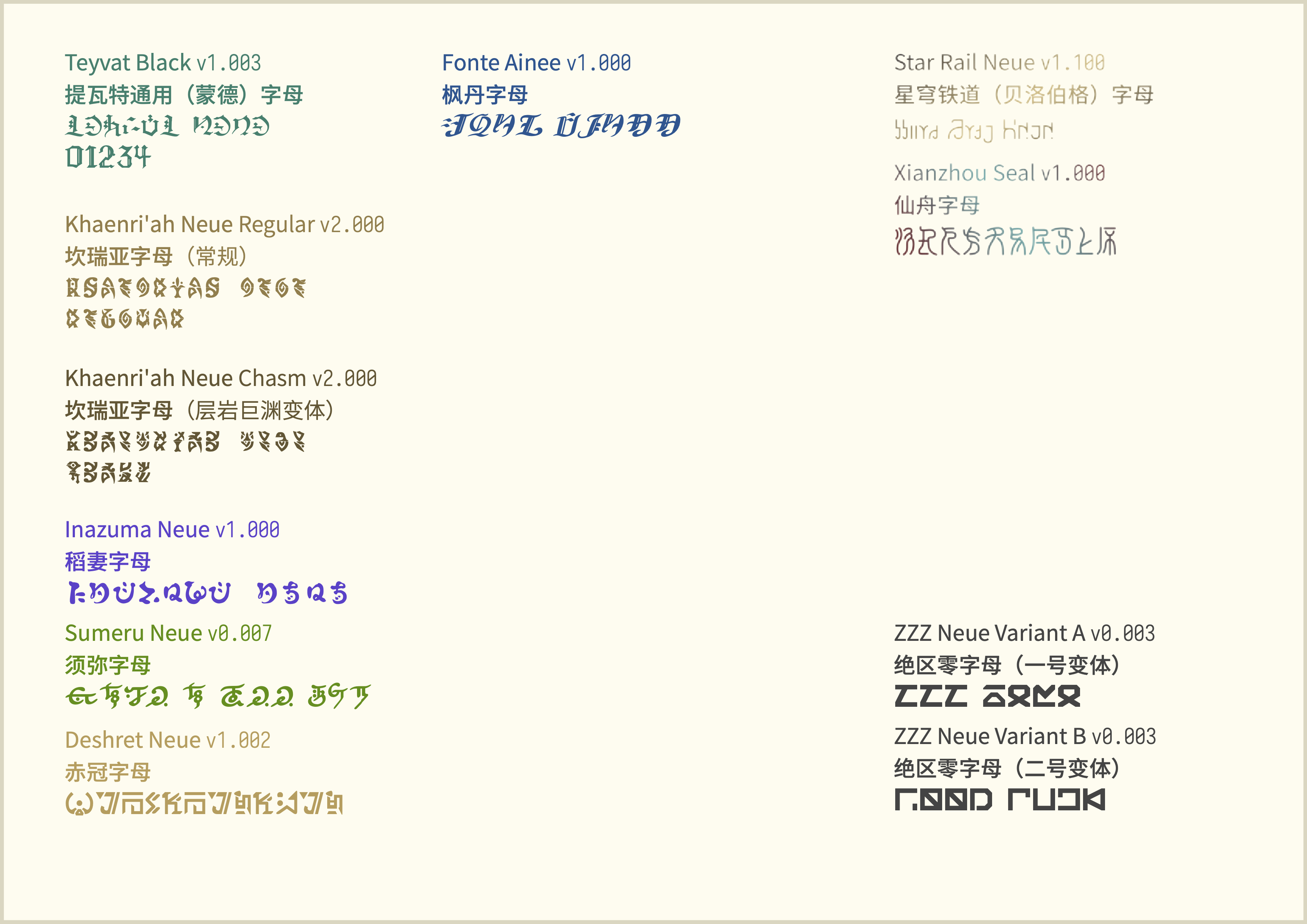 Pictures of font samples