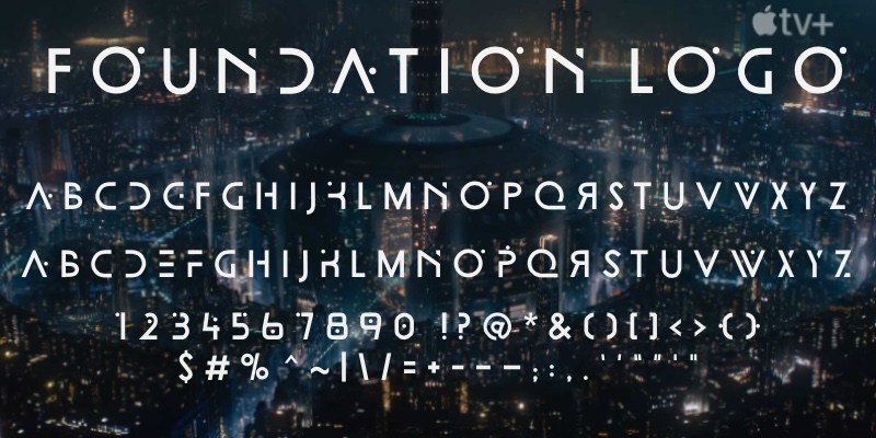 Foundation Logo version 0.3 character set, matching the logo design first used in the prerelease trailers All Foundation Logo characters displayed, with two versions of nine characters