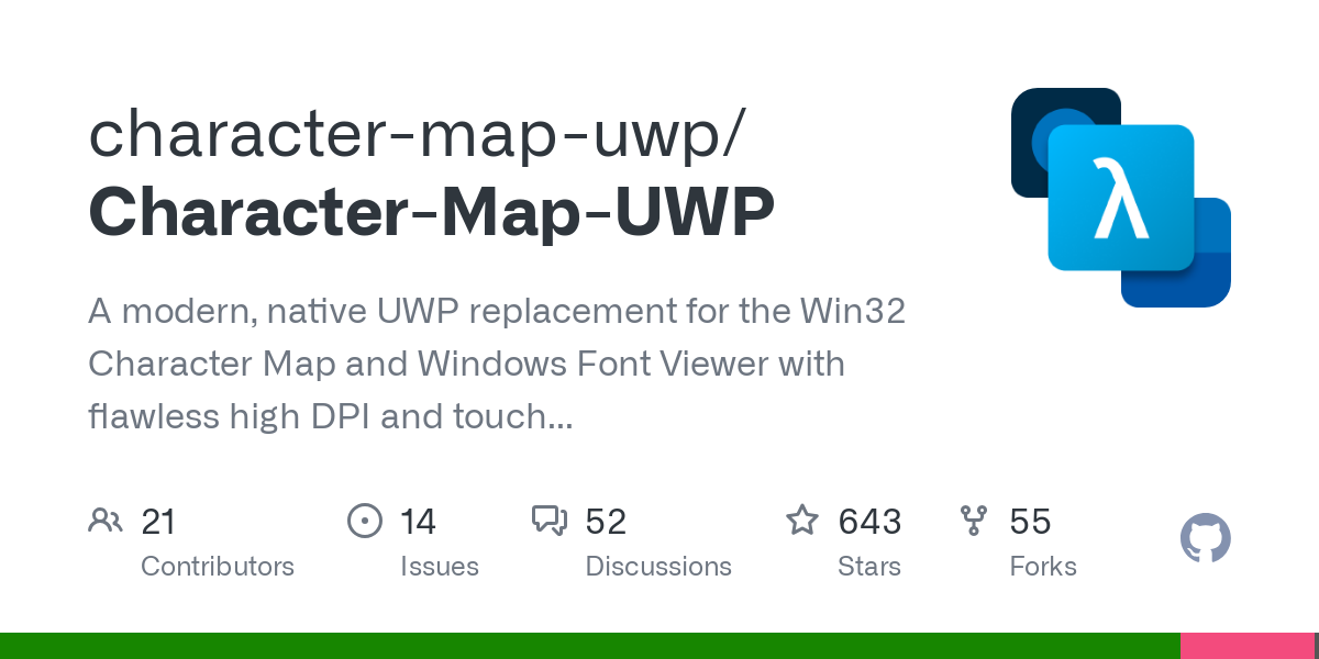 Character Map UWP