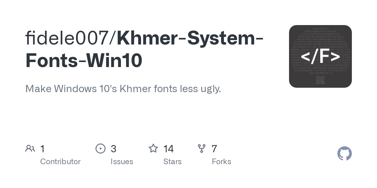 Khmer System Fonts Win10
