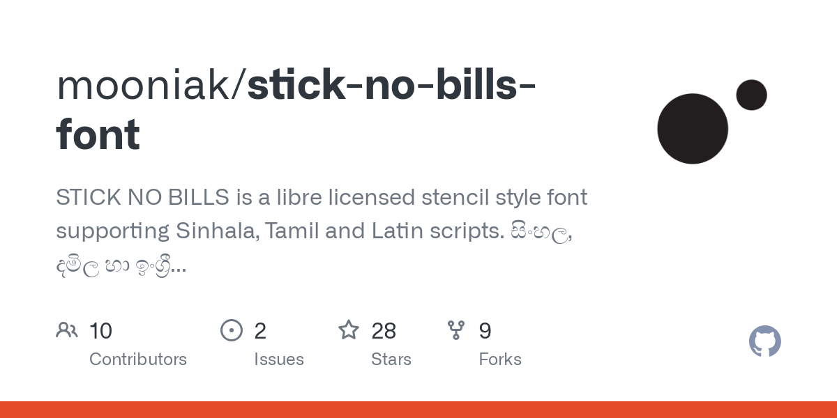 stick no bills font