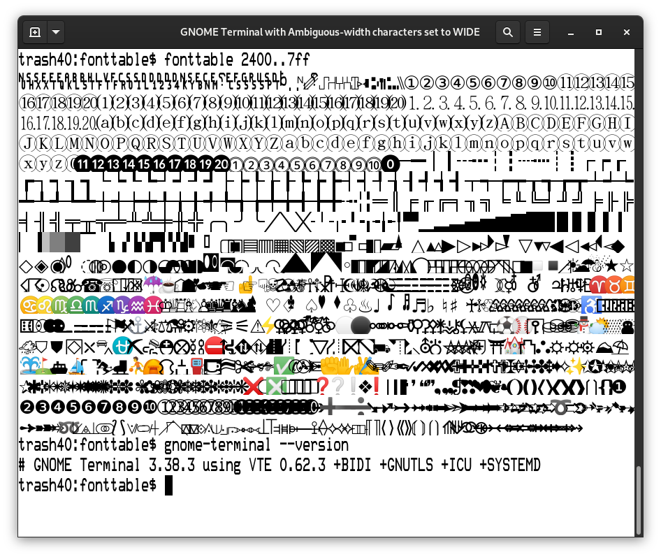 Example of Gnome Terminal using DEC Terminal font
