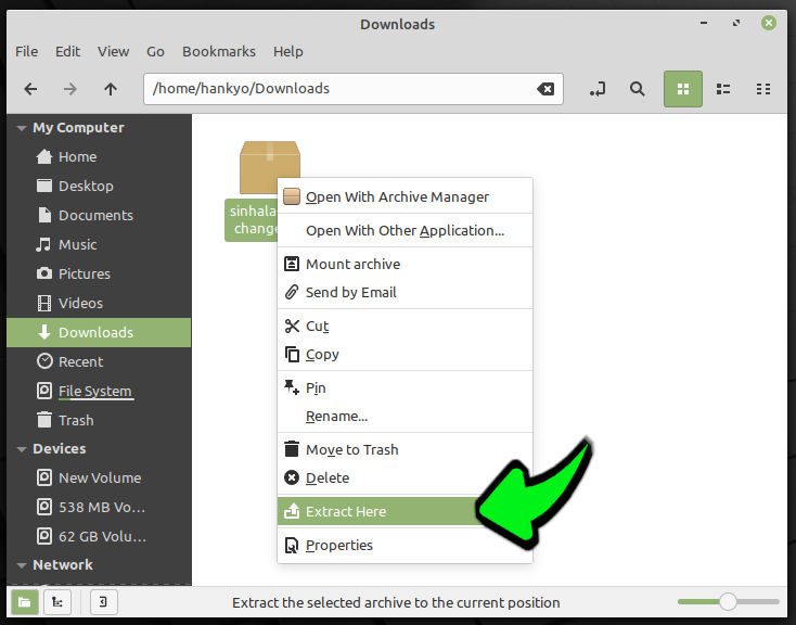 Extract-linux-linux-sinhala-font-chander-zip