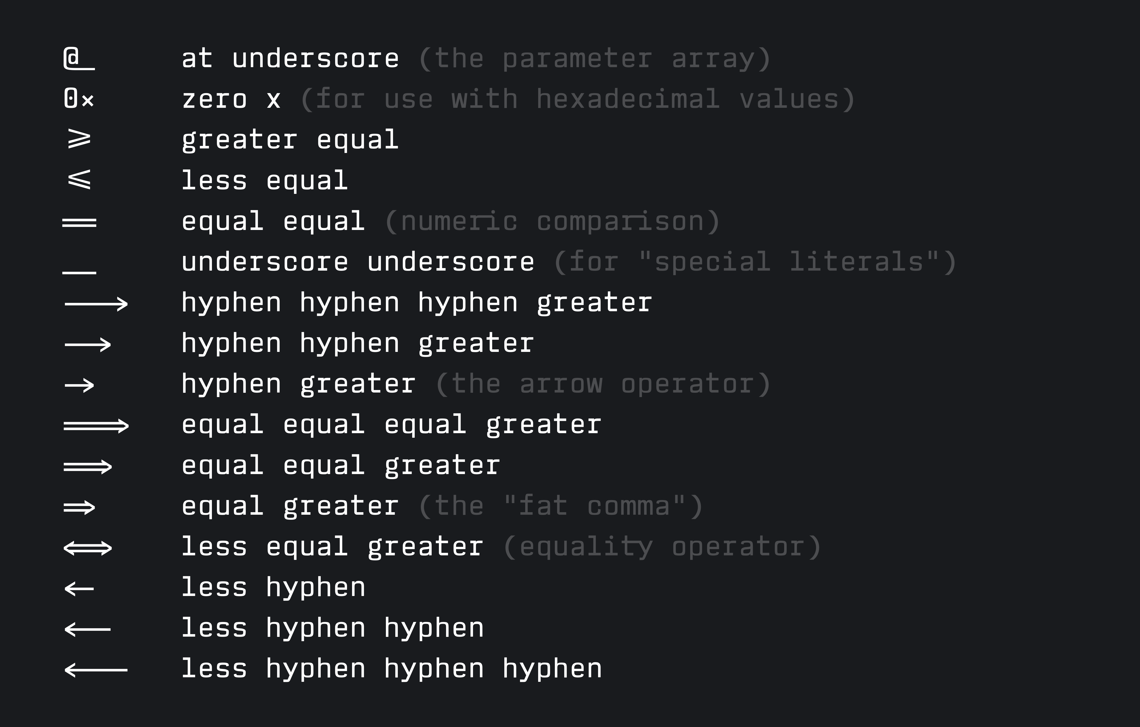 Wumpus Mono Ligatures