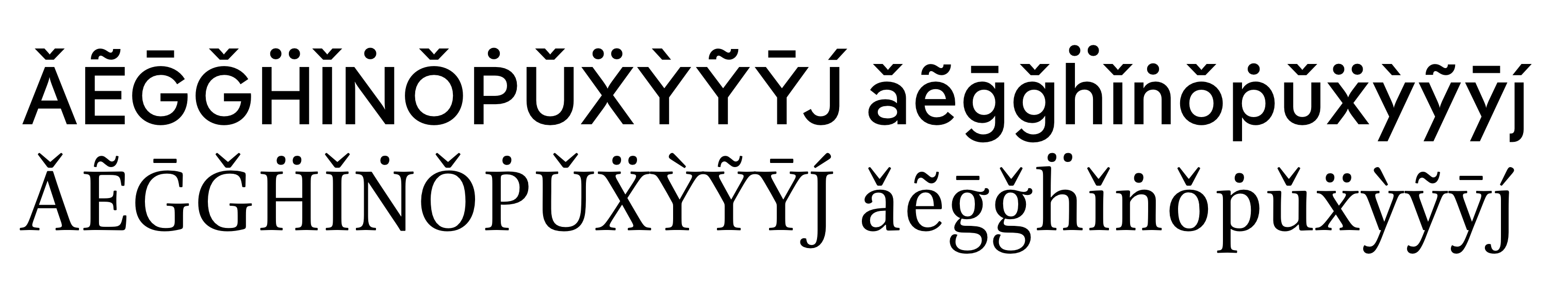 Composite letters with several different accents