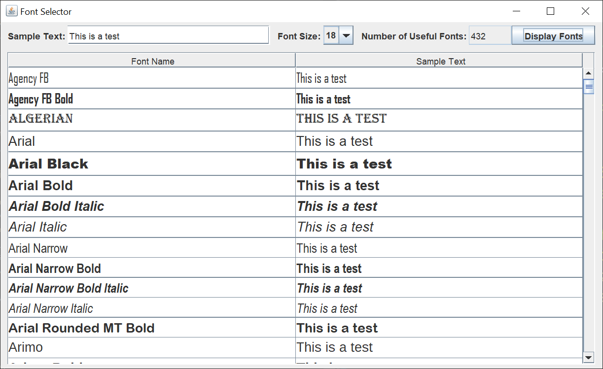 字体选择器GUI 1
