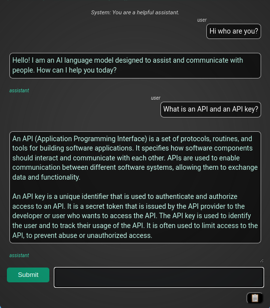 Beispiel eines Chat -Gesprächs