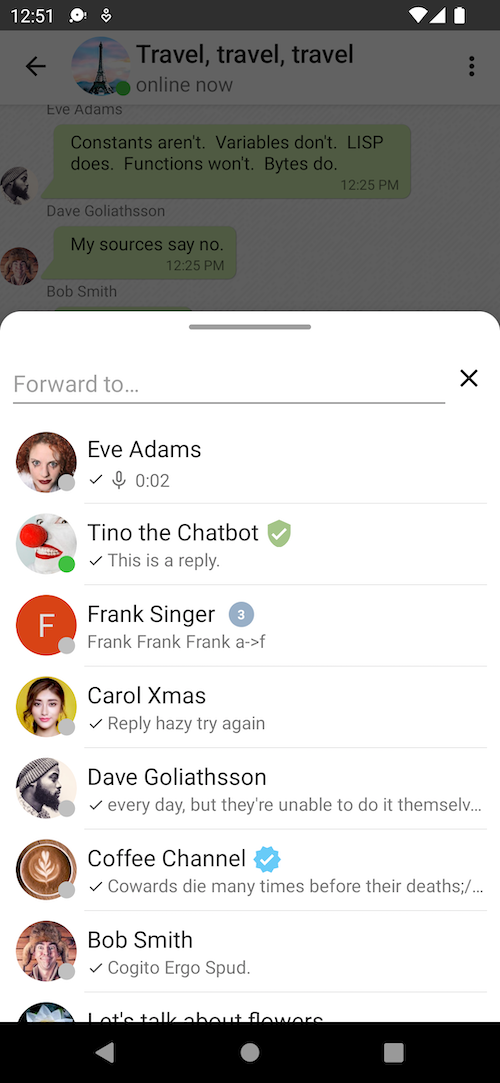 App Screenshot - Nachricht weiterleiten