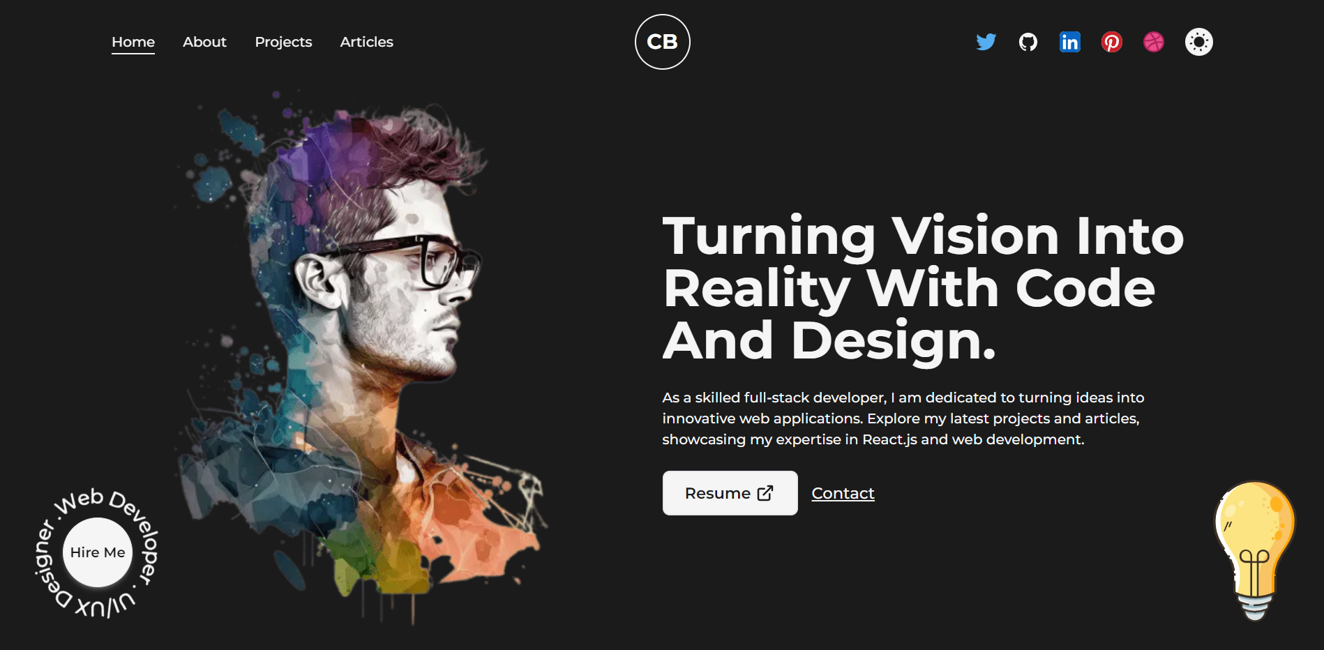 NEXTJS PORTFOLIO -Website Dunkelmodus