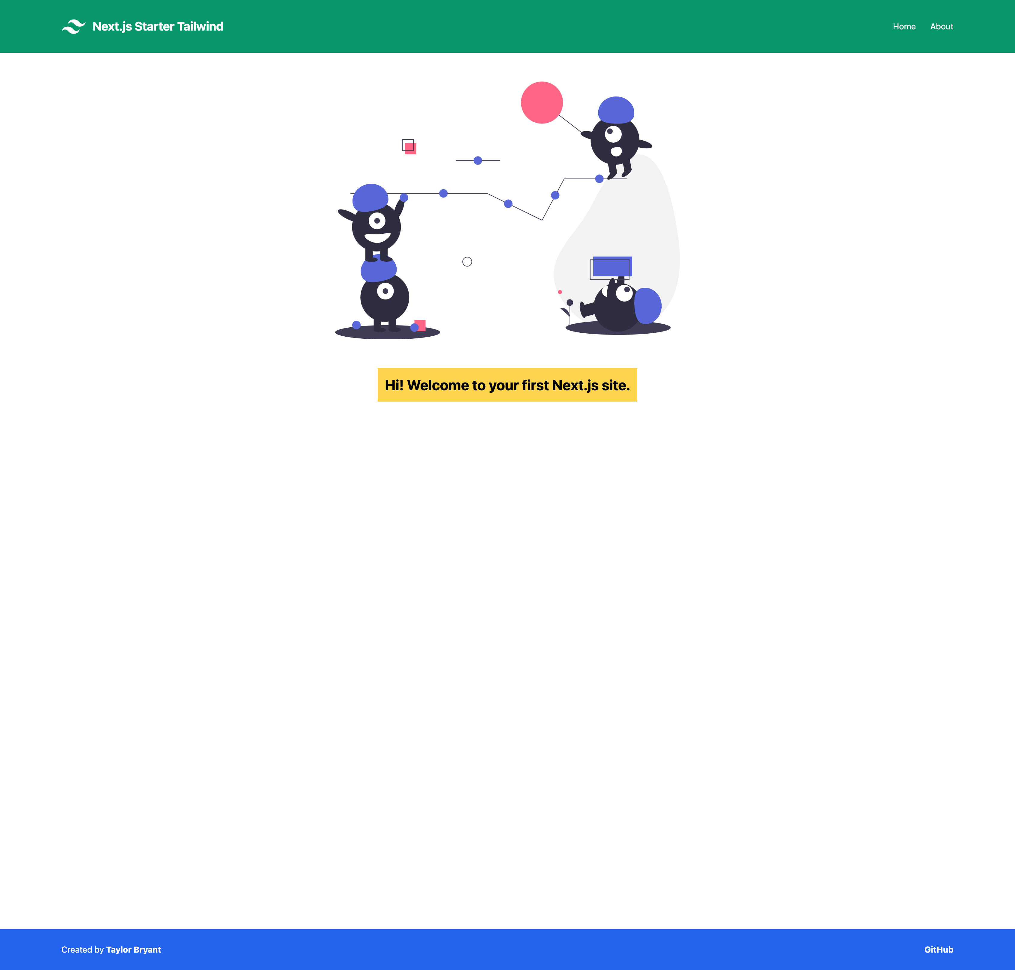 Screenshot von Tailwind Next.js Starter Homepage alt text