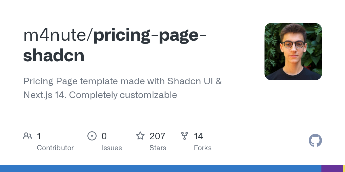 pricing page shadcn