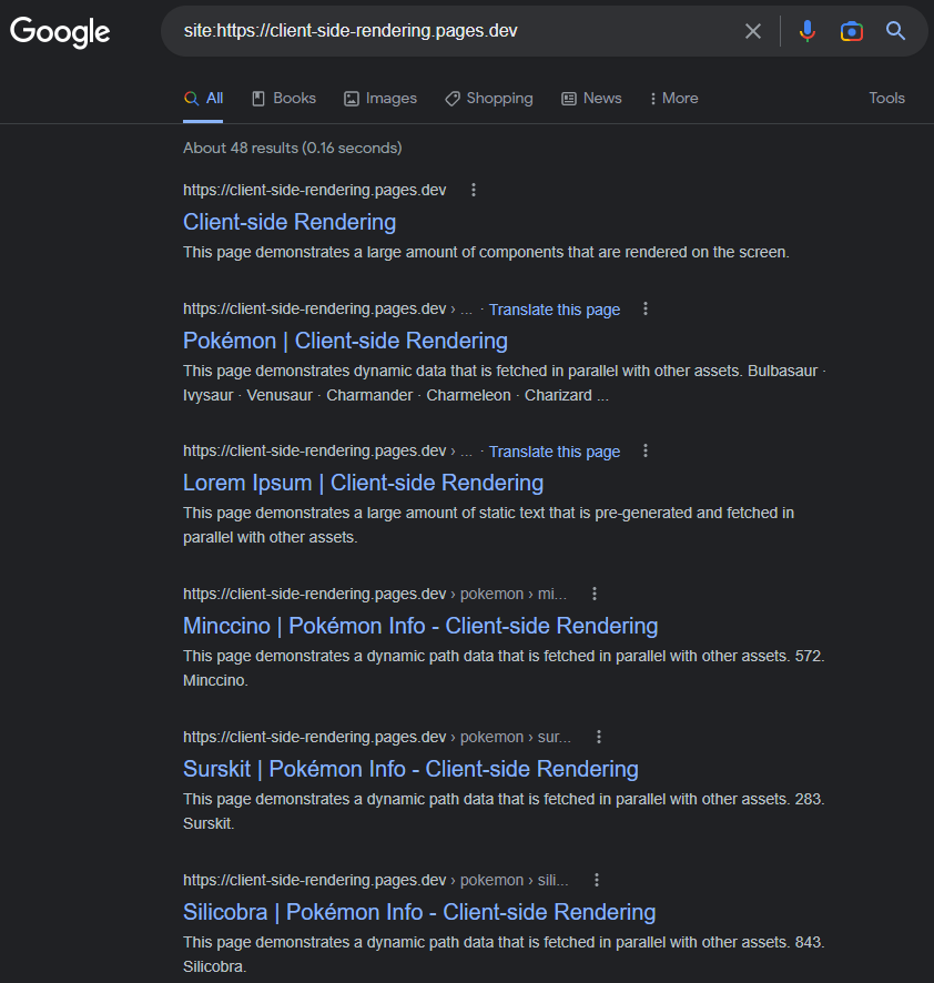 Google -Suchergebnisse