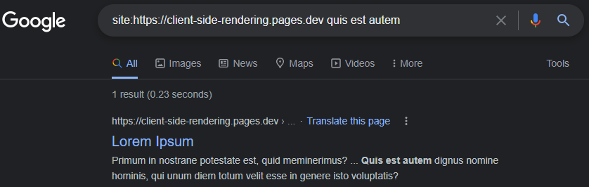 Google Lorem Ipsum Suchergebnisse