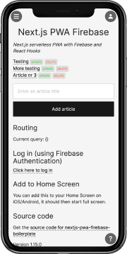 NEXTJS-PWA-FIREBASE-BOILERPRAGE-Demo am Telefon
